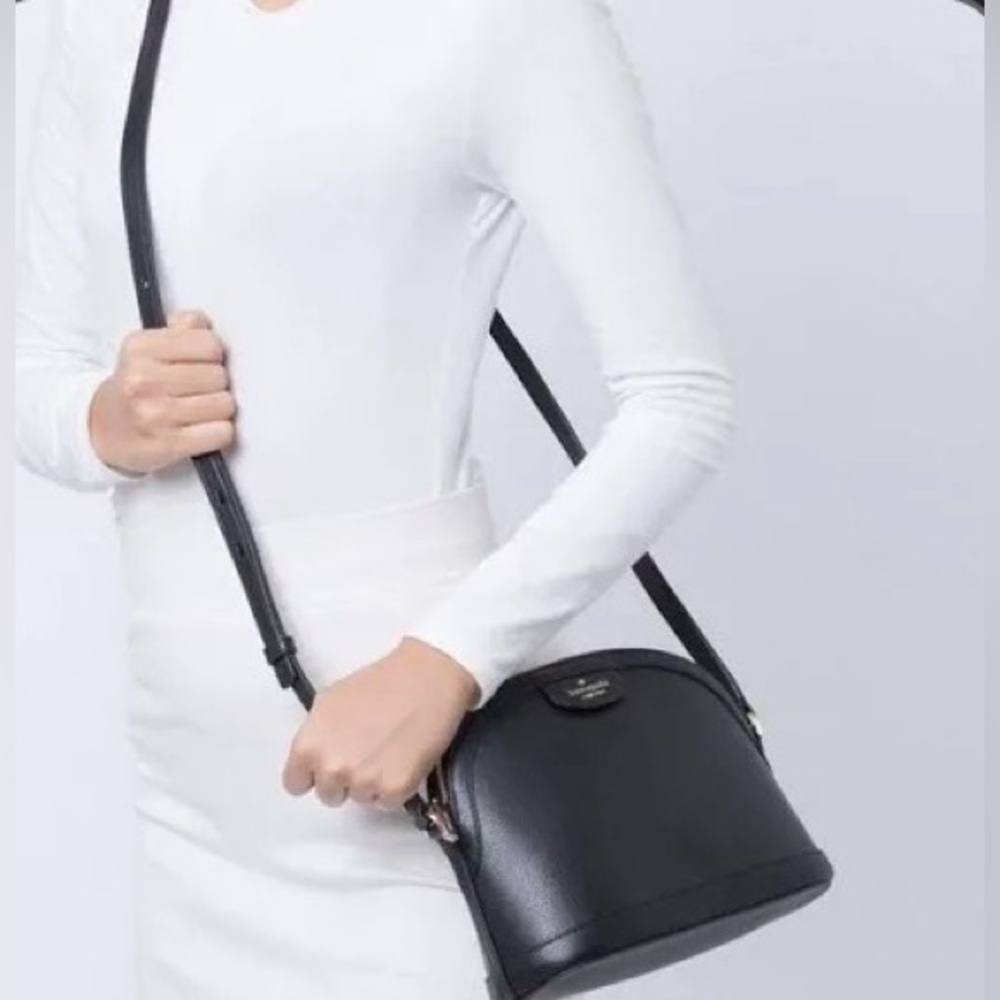 Kate Spade Sylvia Dome Pebbled Black Leather Crossbody Purse - Picture 2 of 14